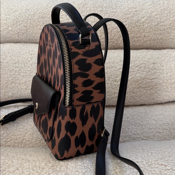 Kate Spade Schuyler Mini Backpack Bag Leopard Saffiano Leather - Picture 2 of 10